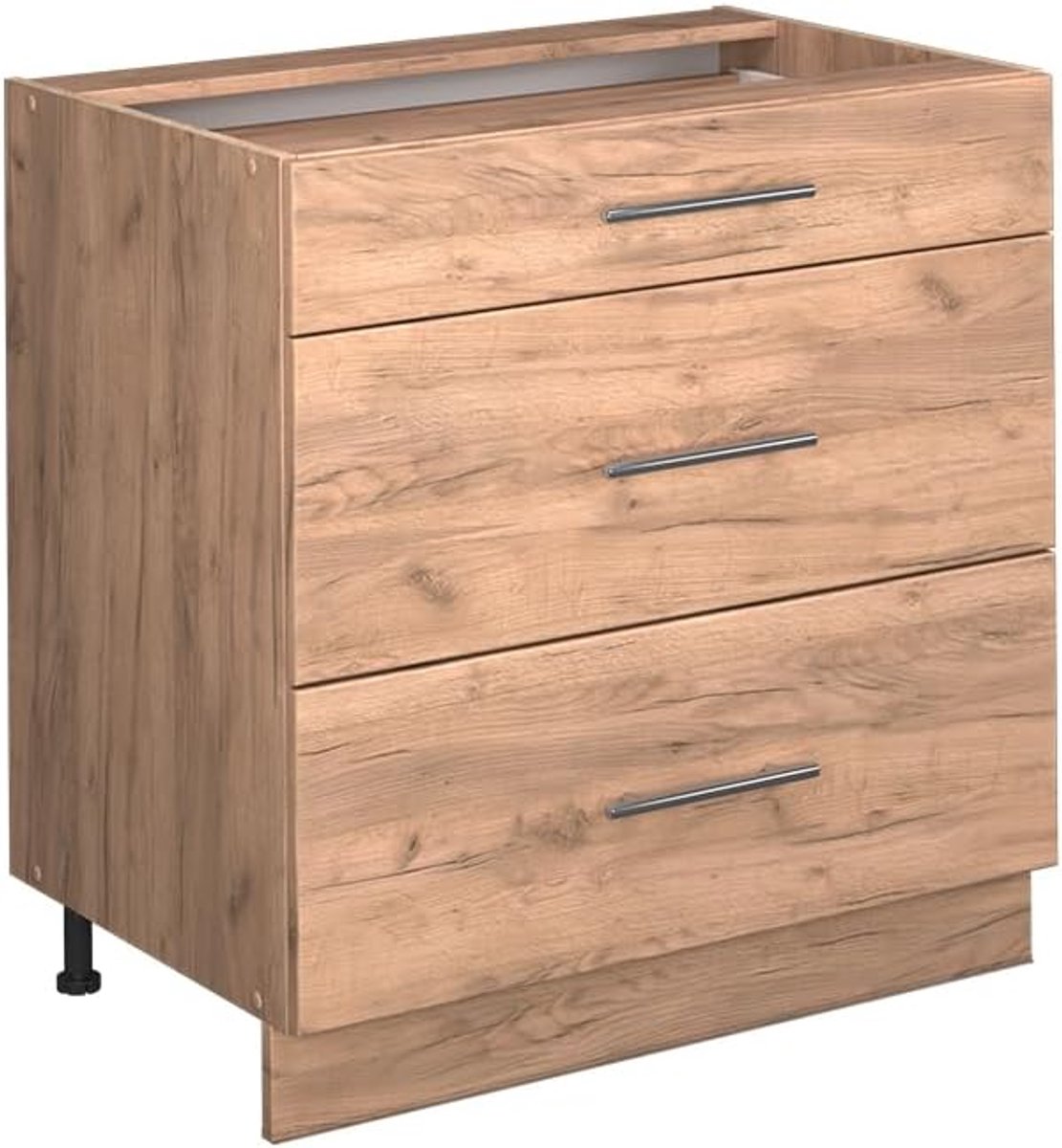 Keuken Onderkast 80 cm met 3 Laden - Goldkraft Eiken - Modern en Functioneel
