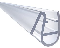 Aica Model 3 Douchestrip Eén strips 90 cm-Geschikt voor 5-6 mm Glas-Transparant PVC-Waterdicht-flexibele vin 12 mm breed-Op Maat te Snijden
