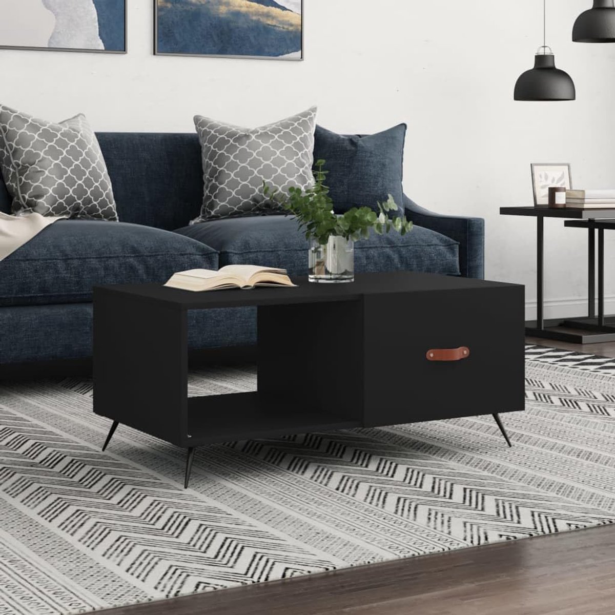Moderne Zwarte Salontafel 90x50x40 cm voor Woonkamer en Kantoor