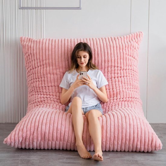 Groot zitzakbed met imitatiebont en pluizige vulling - multifunctionele zitzakstoel voor volwassenen