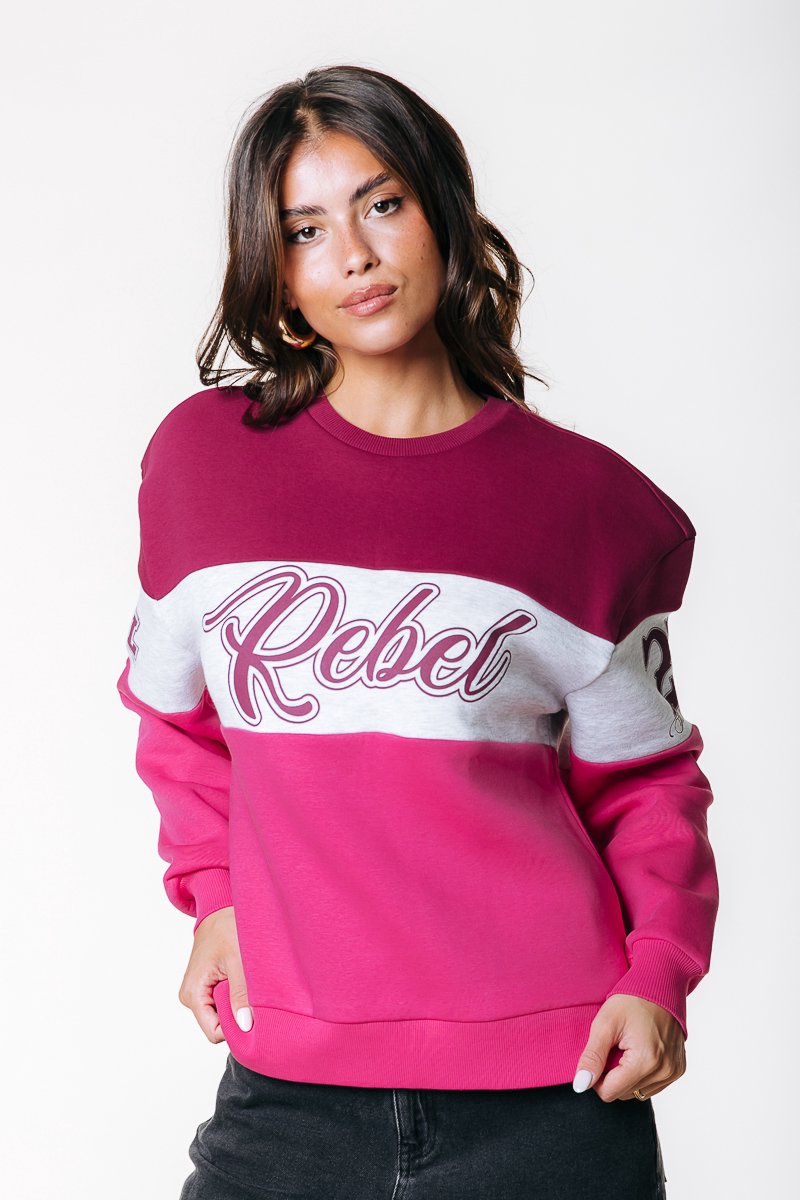 Colourful Rebel Logo Colourblock Boxy Sweat - S