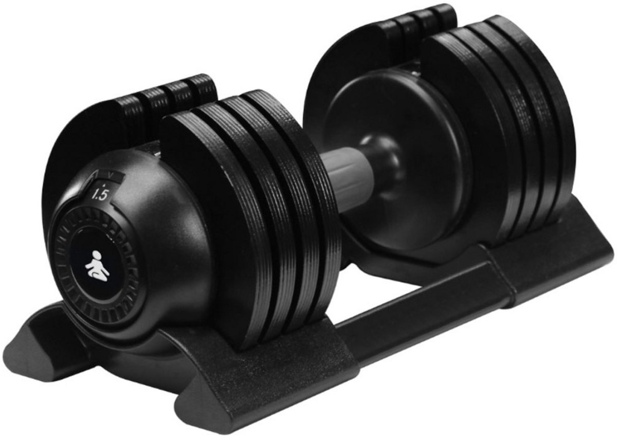 Fitpaddy Verstelbare Dumbell - Halter - Gewichten Halterset - 1,5 kg t/m 10 kg - Krachttraining - Fitness - Gym - Sport - Crossfit - Zwart - 1 Stuk – foto 7