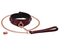 Liebe Seele - Wine Red Curved Collar Met leiband En hartvormig slot - Luxe ontwerp collar