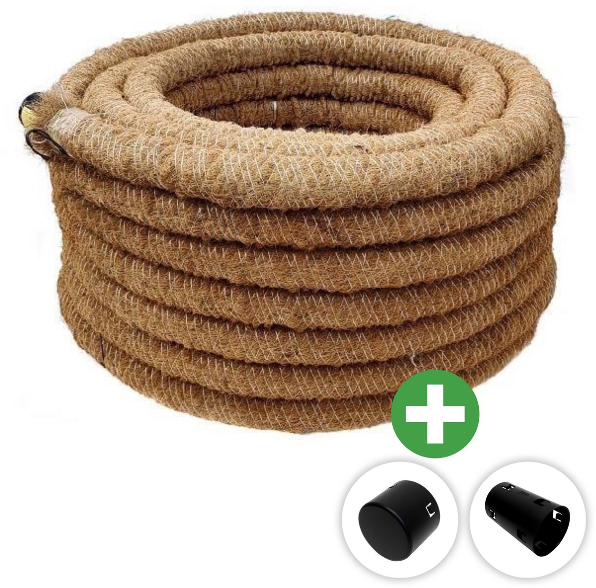 Deltaline Drainagebuis Kokos & PE – 50 mm – 25 m – Incl. Eindkap & Sok Klikmof 50 mm PP - 5 t/m 25 m - Drainage