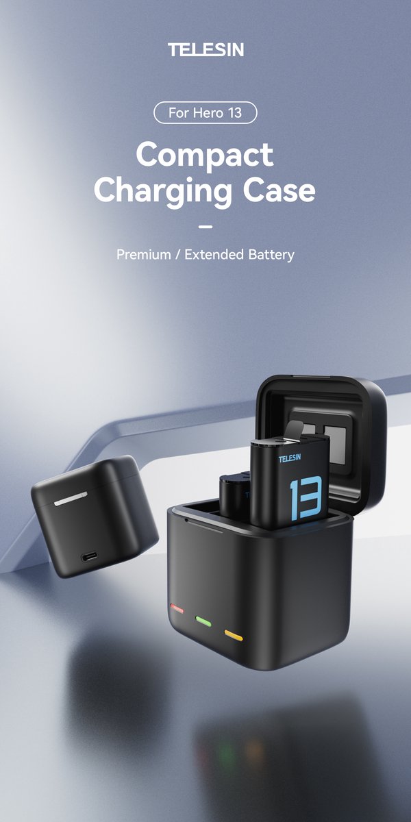 Telesin Battery Charger Box + 2x accu voor GoPro Hero 13 thumbnail 4