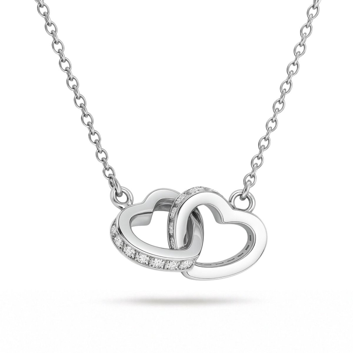 Despora - Ketting - Hartjes ketting - Hartjes ketting voor liefde - Hartje - Koppelketting - Ketting dames - Ketting Dames Zilver - Valentijn- Liefdes Cadeau - Zilver 925 (2 hartjes)