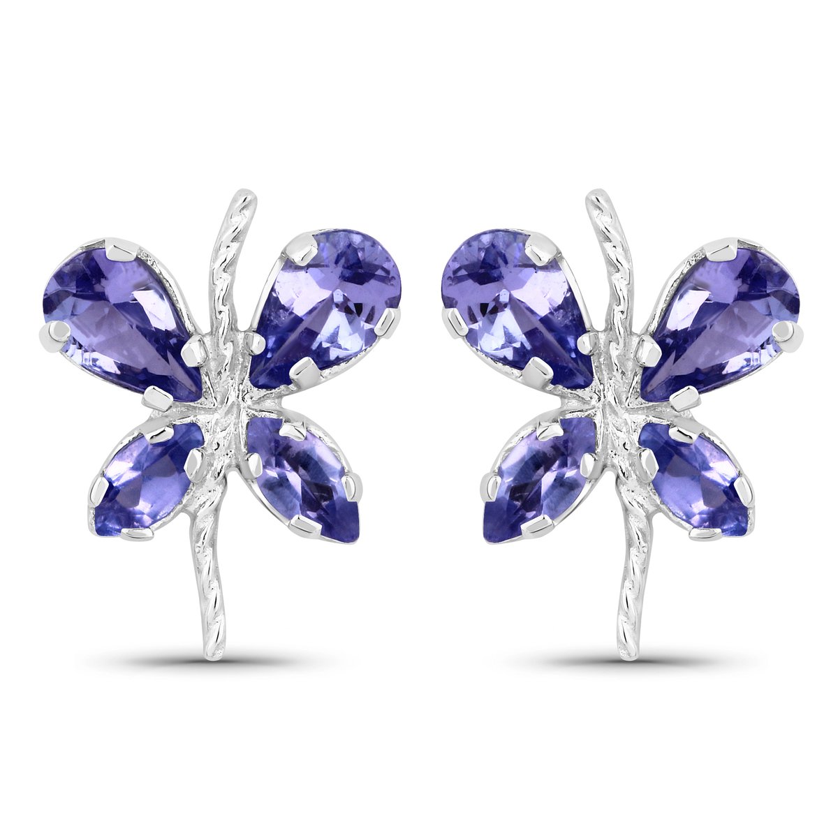 Vira Jewels Ohrringe Silber 925 rhodiniert Schmetterling-Motiv mit echtem Tansanit