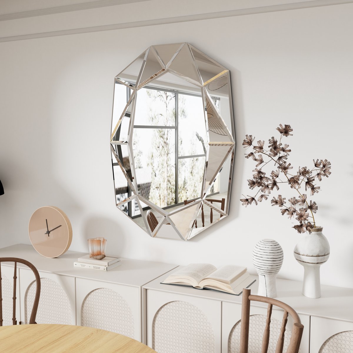 Artloge Wandspiegel Woonkamer - Decoratieve Wandspiegel - Zilveren ovale spiegel - 100 x 72 cm - Luxe Glazen Spiegel voor woonkamers, slaapkamers en gangen
