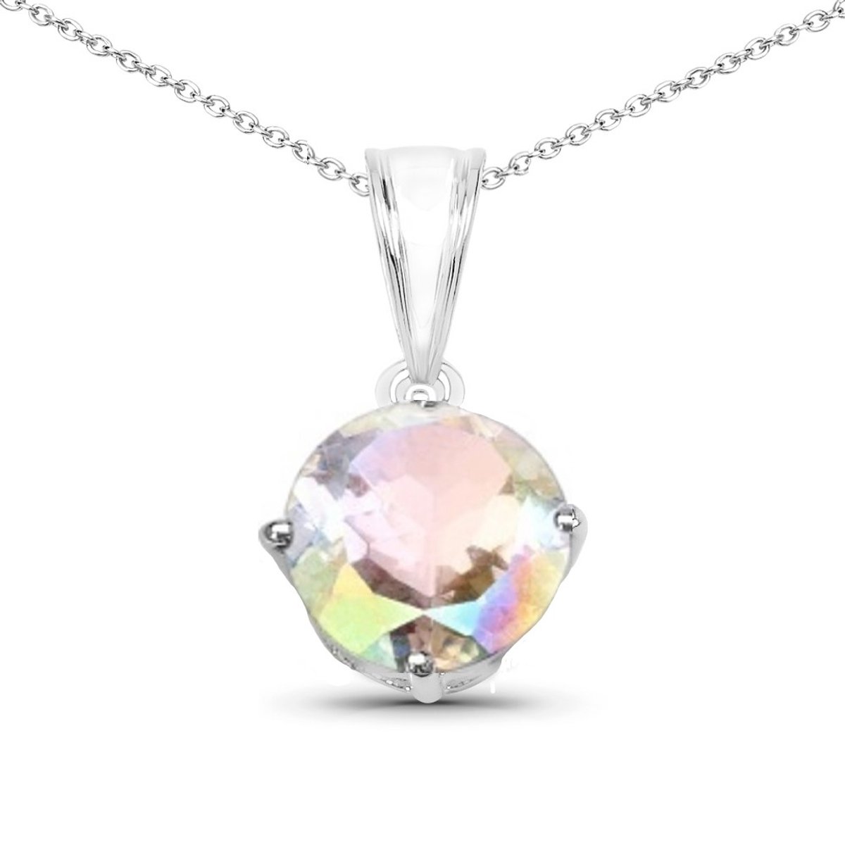 Vira Jewels Anhänger mit Kette 925-Sterling Silber rhodiniert glänzend Quartz weiß