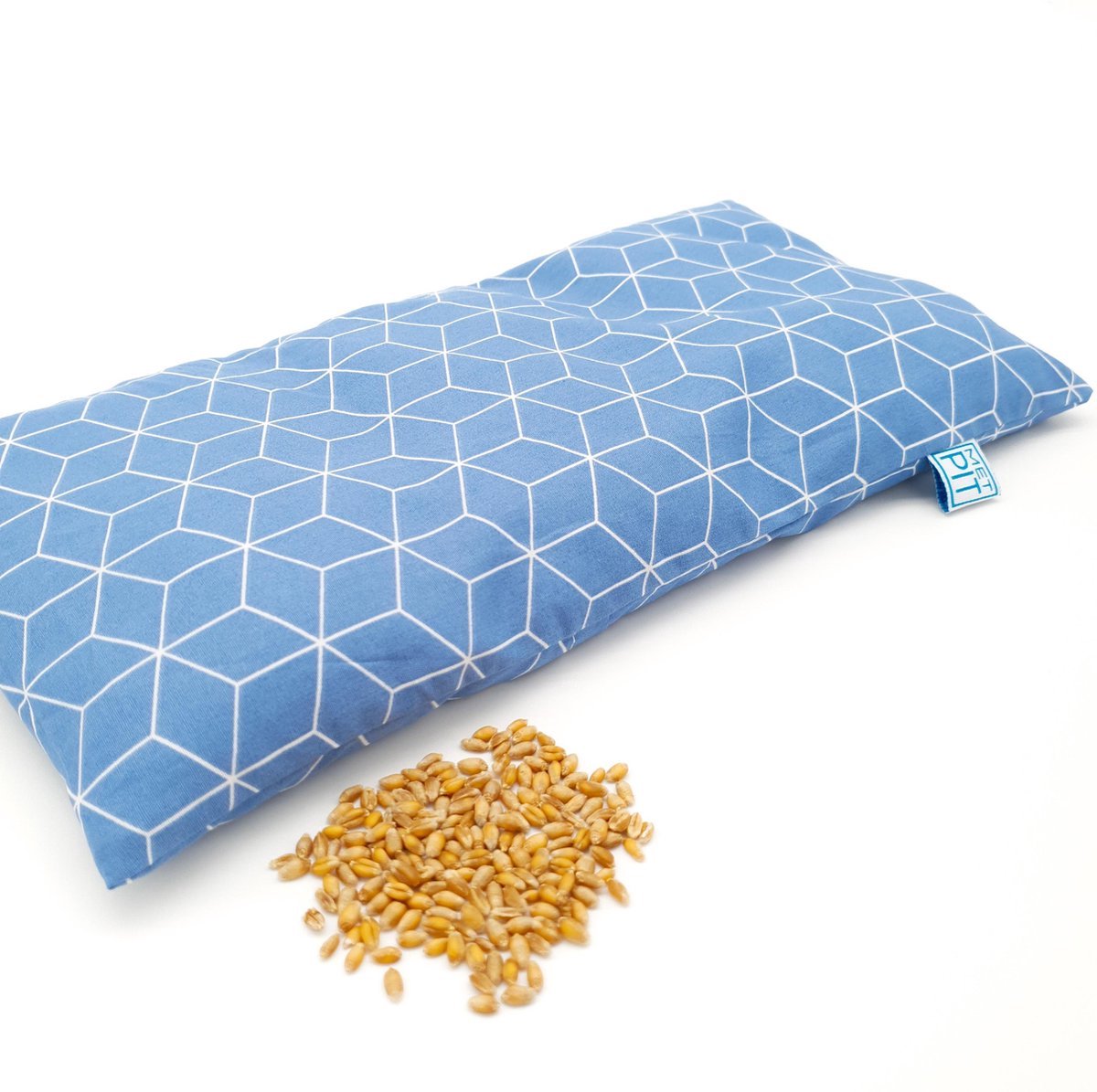 Pittenzak Met Pit! – Wasbare hoes – Zachter, geurloos tarwe – Made in NL – Magnetron en vriezer - Blauw grafisch