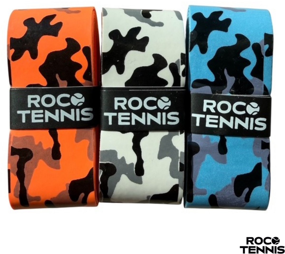 3 stuks | Roco Tennis Overgrips | Antislip | Dry | Zweetabsorberend | Uniek Patroon | Tennis | Padel | Badminton | Squash | Overgrip | Tennisgrips | Soft | Zacht | Multicolor