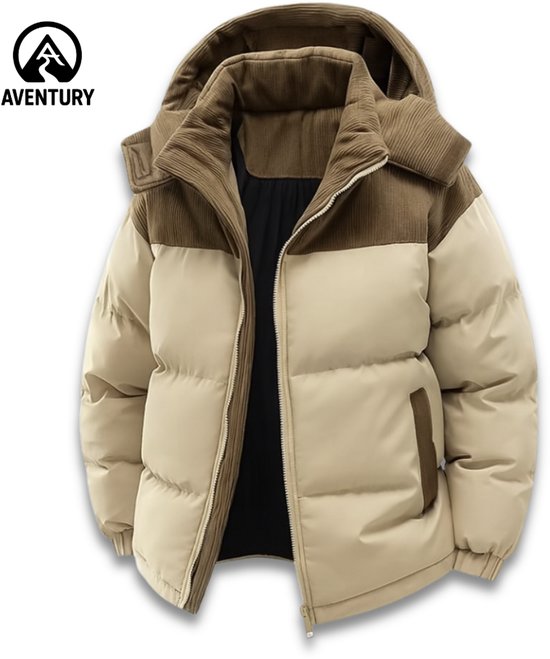 Xnova Lange winterjas voor heren, gevoerd, met capuchon, robuust, warm, casual, winddicht, met zakken, Groen, XXL