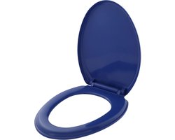 Toiletbril met deksel-blauw-kunststof-Universele maat. WC bril
