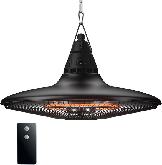 Foto: Kumtel infrarood heater 2500 watt terrasverwarmer wand en plafondmontage waterdicht ip55 5 vermogensniveaus terrasverwarmer zwart terras verwarming elektriciteit 30m