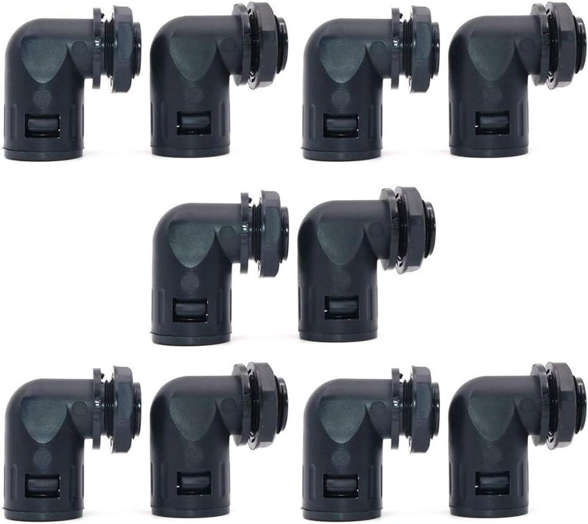Allecto plus - 10 stuks Golfbuis Connector 90 Graden AD18.5 PG13.5 - Buis Slang Gezamenlijke Klemmen inbegrepen.