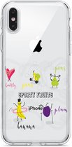 Apple Iphone X / XS Transparant siliconen hoesje (Sporty fruits)