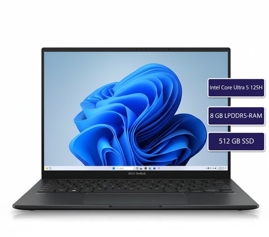 Asus Zenbook Q415MA-U5512 | Intel Core Ultra 5 125H | 8GB | 512GB SSD | 14" OLED WUXGA (1920x1200) Touchscreen | Verlicht toetsenbord | Windows 11 Home | QWERTY - ASUS - Hoofdafbeelding