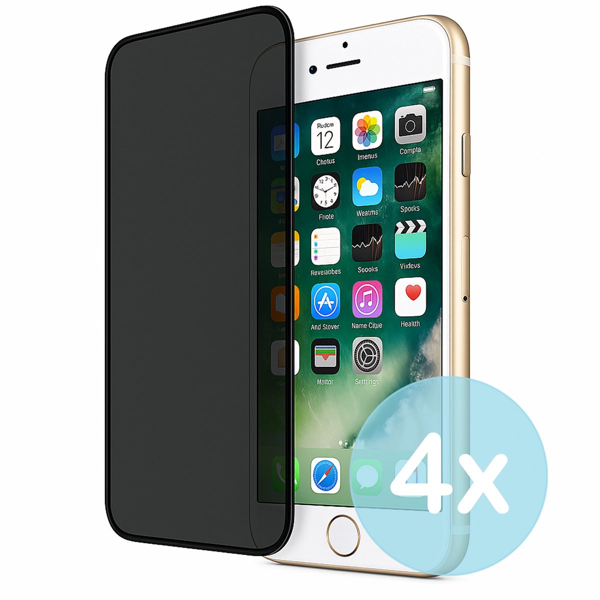 Privacy Screenprotector Geschikt voor iPhone 7 Plus – Anti-Gluren – Krasbestendig Gehard Glas 9H – Volledige Dekking – 4-Pack – FuturiQ