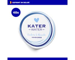 Katerwater | 4cm | 40mm | Sticker | Etiket | Gepersonaliseerd | Met naam | Per 48 | Kater water | Feest | Trouw | Hangover kit | Vrijgezellen | Bedankje
