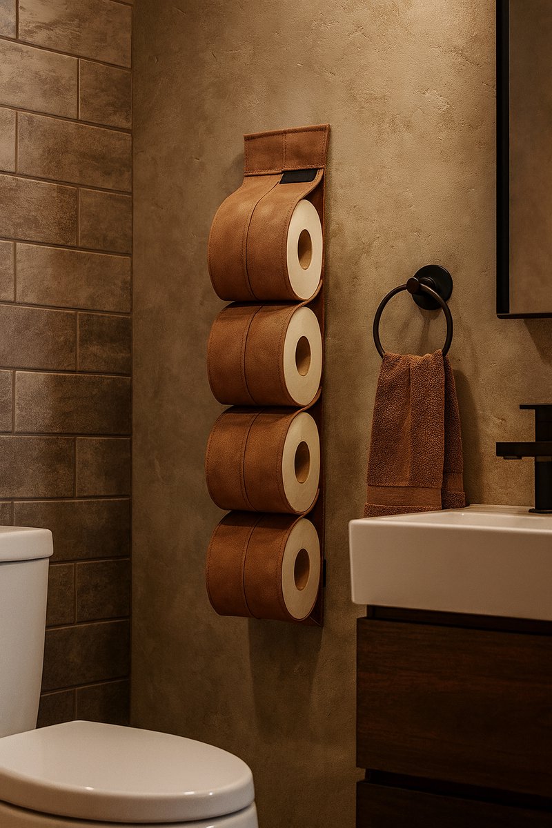 Cohoso® Toiletrolhouder Muur – Reserve WC Rolhouder – Zonder Boren – Luxe Design – Cognac
