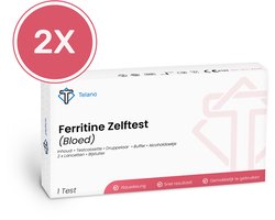 2 stuks Ferritine Zelftest voor IJzertekort en Bloedarmoede - Betrouwbare Thuistest voor Snel Resultaat - Telano ijzertekort test