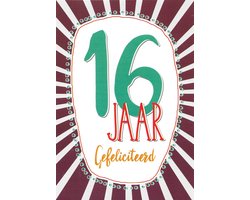 Verjaardagskaart 16 Jaar - Wenskaart Verjaardag - Kaart 16 Jaar