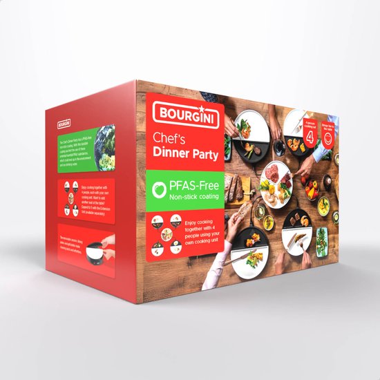 Bourgini Chef's Dinner Party Gourmetstel – 4 Personen – Bakplaat - PFAS-vrij - Vaatwasserbestendig