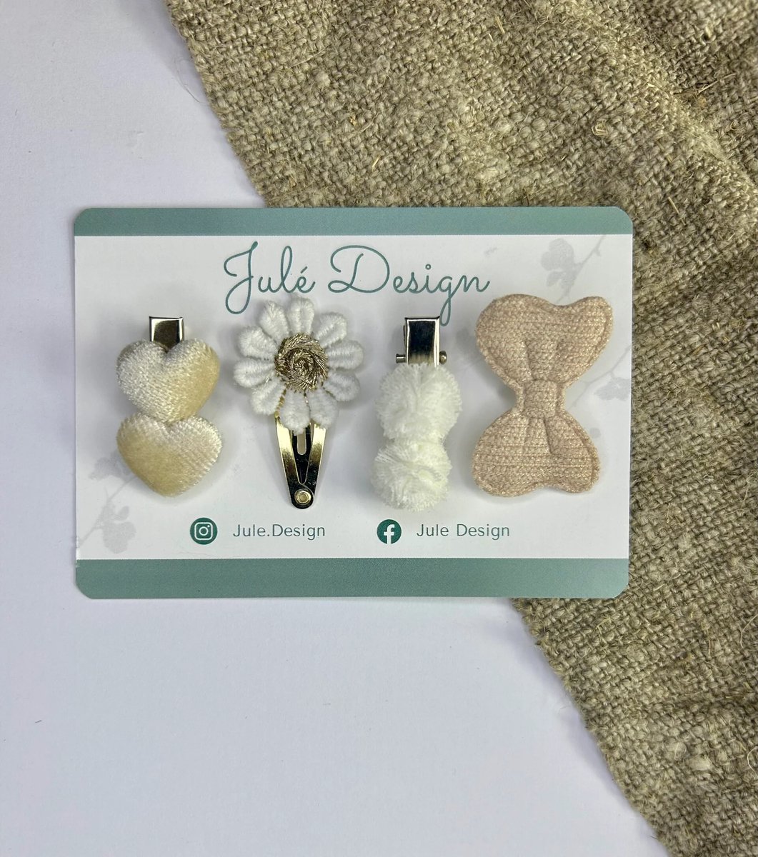 Julé Design haarspeldjes Bibi wit / beige / goud