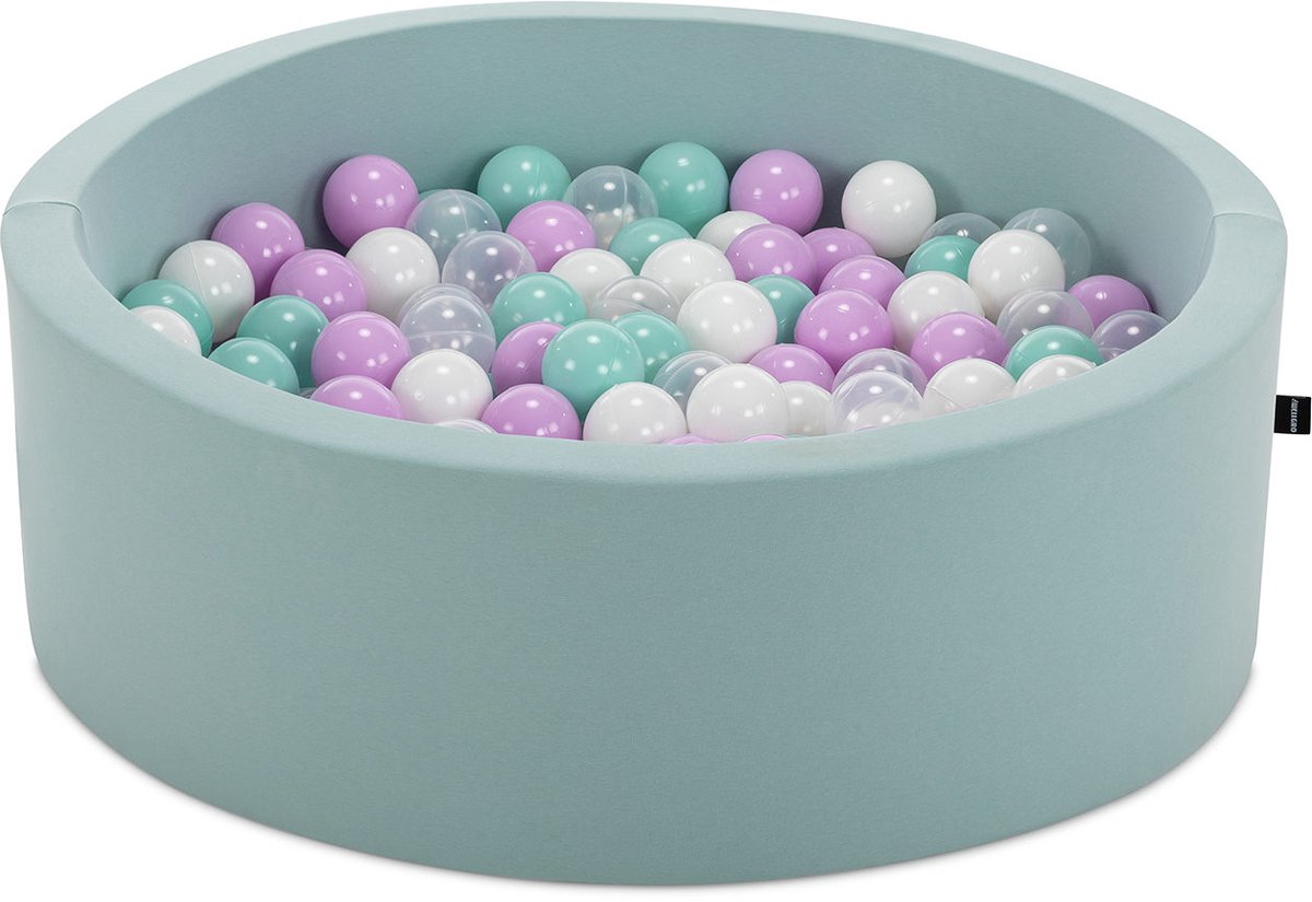 Asir Ballenbak voor baby's – Mint – 200 ballen (Lila, Mint, Wit & Transparant) – 85 x 85 x 30 cm