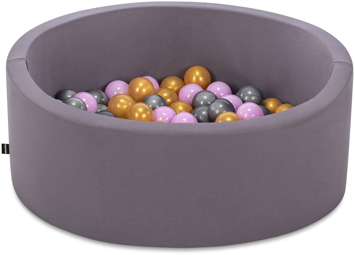 Asir Ballenbak Baby’s - Grijs - 150 ballen in de kleuren lila, goud en grijs - 85 x 85 x 30 cm