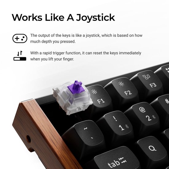 Keychron K2 HE Draadloos Toetsenbord – 75% ISO-ES, Magnetische Hall-Effect Schakelaars, 2.4GHz & Bluetooth 5.2, Programmeerbaar, Voor Mac/Windows