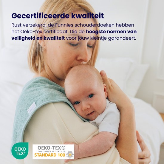 Funnies Spuugdoekjes 5 Stuks Cream - Set van 5 Zachte Spuugdoekjes - Monddoekjes - Kwijldoekjes - 20x55 cm - Absorberend en Zacht - 100% Katoenen Badstof - Perfect voor na de Borstvoeding, Voeden en Bescherming van Kleding — afbeelding 4