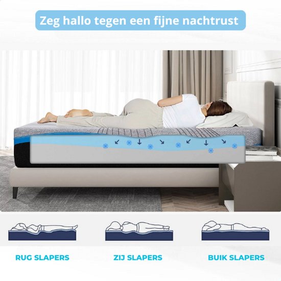 Matelas Maan ® - Matelas réglable 120x200 - couchage sur 2 kanten - 22 hauteurs - Matras hybride mousse froide - Couvre matelas Luxe avec fermeture éclair - 30 jours de sommeil d'essai - Matras 120x200