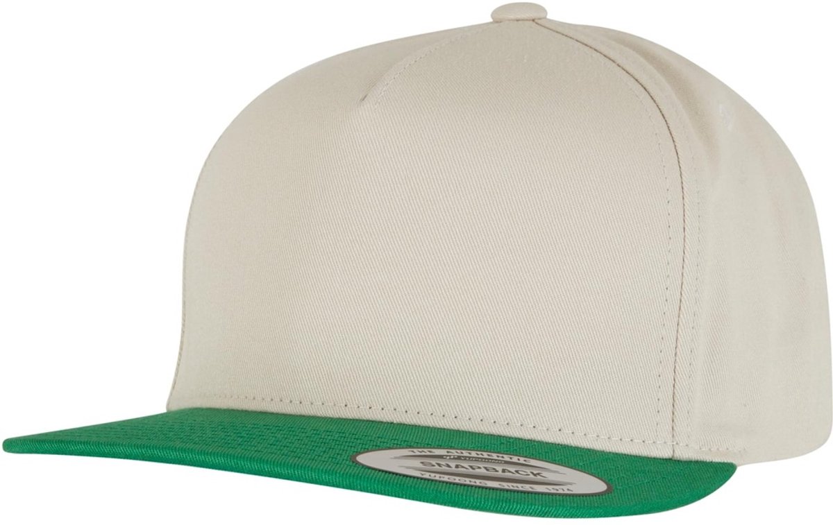 Flexfit - Classic 5 Panel Snapback Pet - Beige/Groen