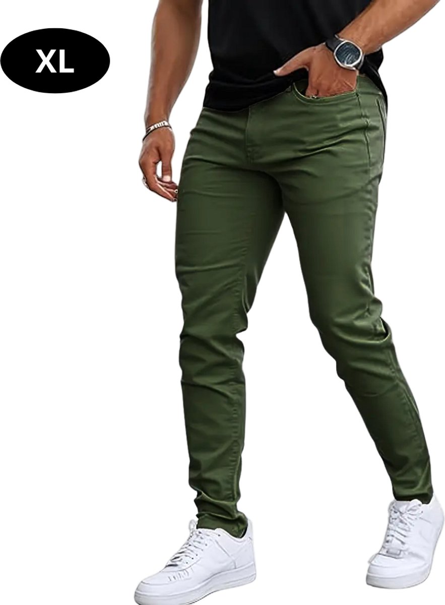 Bovista Lange Broek Heren Spijkerbroek Broeken Spijker Pants Jeans Trouser Stretch Straight Leg Groen