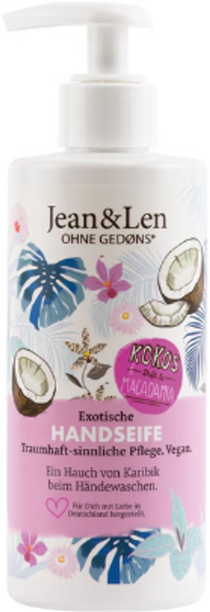Jean & Len Handzeep Exotisch | 1x 250ml - Kokos & Macademia | Met aloë vera, panthenol en vitamine E