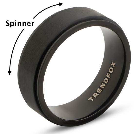 Fidget Ring - Spinner - Anxiety Ring - Zwart - Staal - Papa Cadeau Voor Mannen - Vaderdag