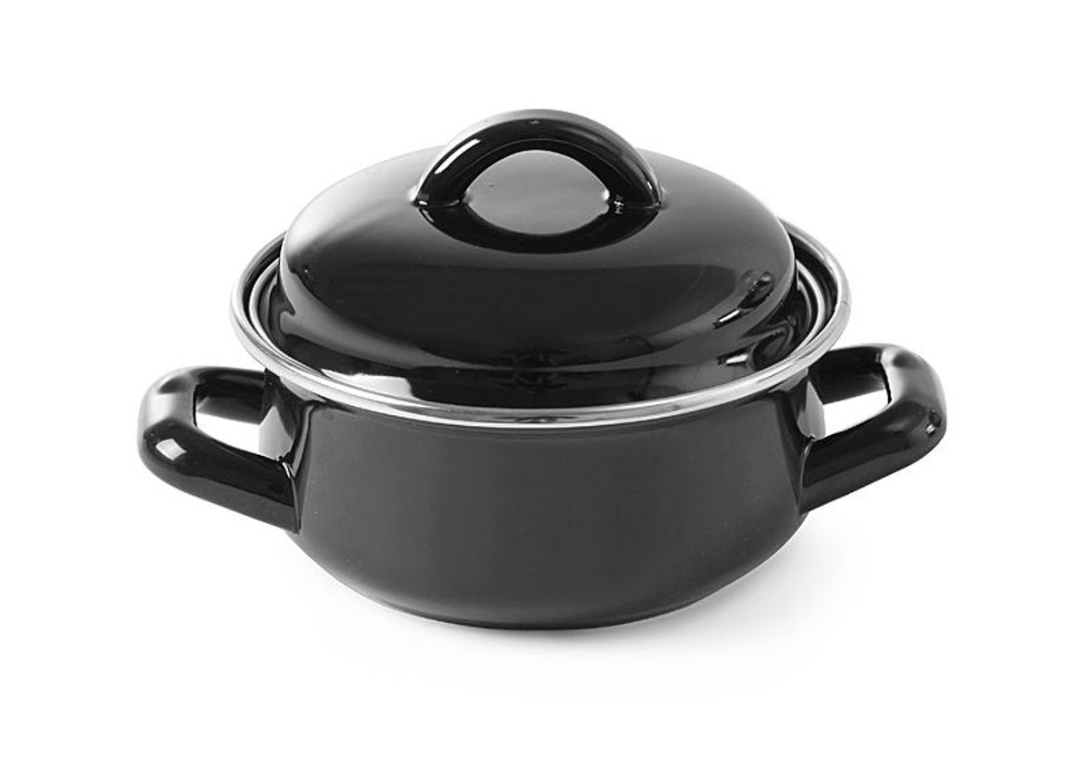 Hendi Soep- Sauspannetje - Zwart - Emaille - 06 Liter - Ø135x(H)103cm