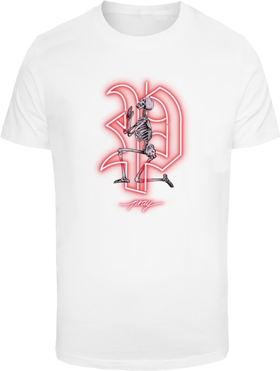 Mister Tee Pray Neon Skull Heren Tshirt XS Wit