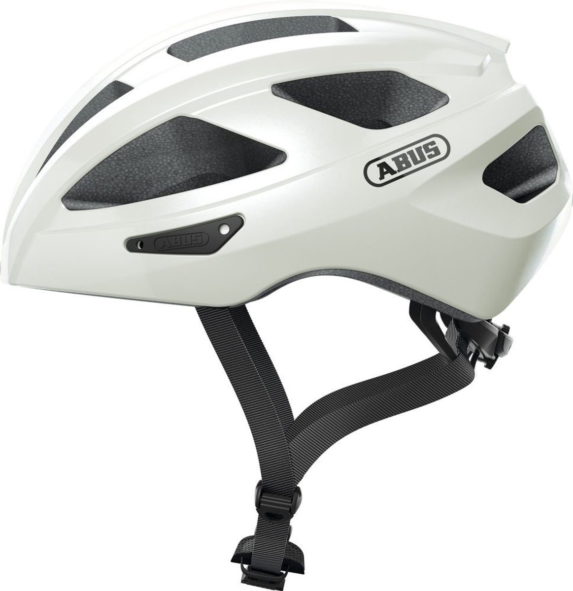 Bol.com Fietshelm ABUS MACATOR pearl white M - 52-58 cm - wit - Geschikt voor gebruik op elektrische fietsen - stadsfietsen - 300 g aanbieding