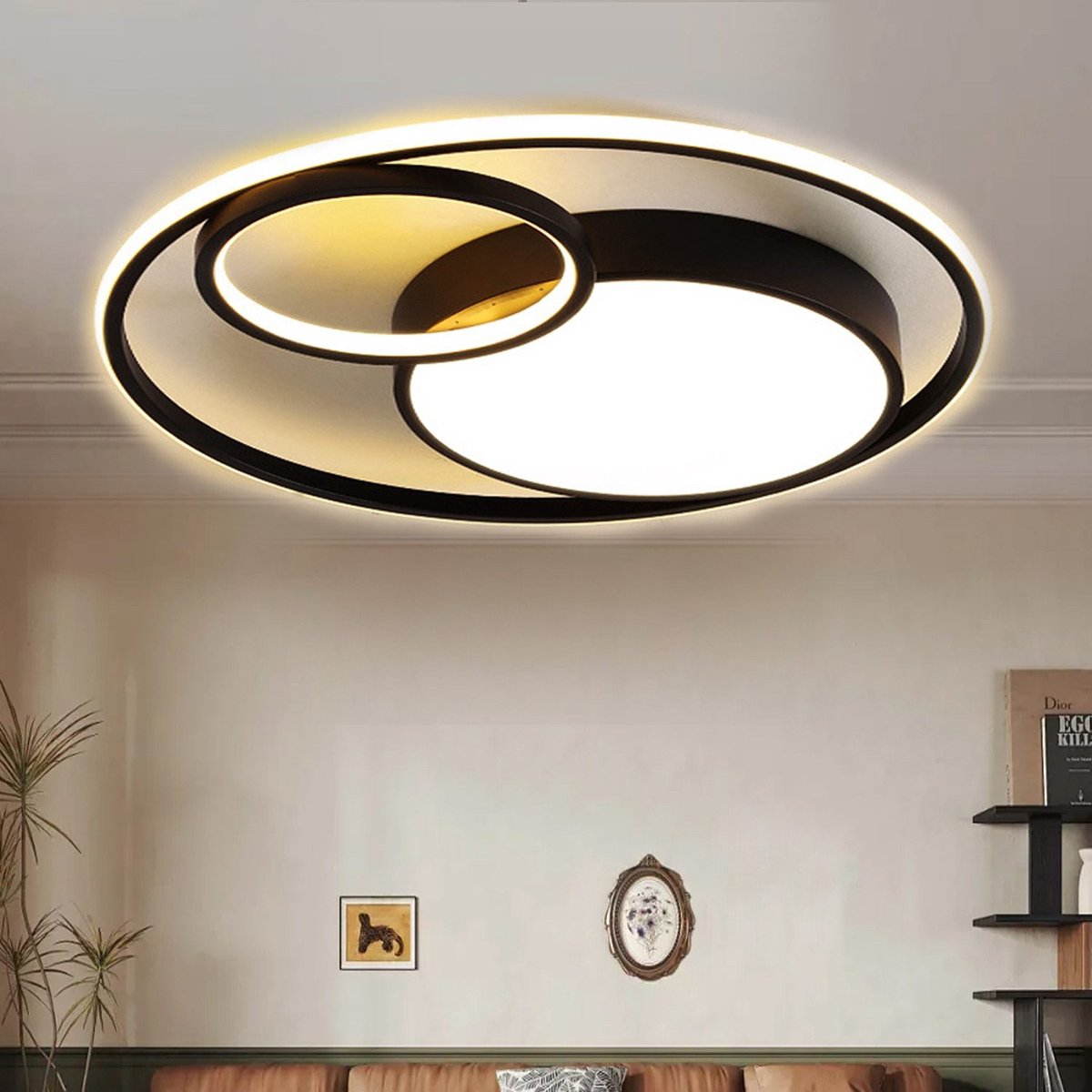 IBETTERTEC LED Plafondlamp Ø40cm - Dimbaar met Afstandsbediening - 48W 3000-6500K - Moderne Ronde Plafondverlichting voor Woonkamer, Slaapkamer, Kantoor en Eetkamer