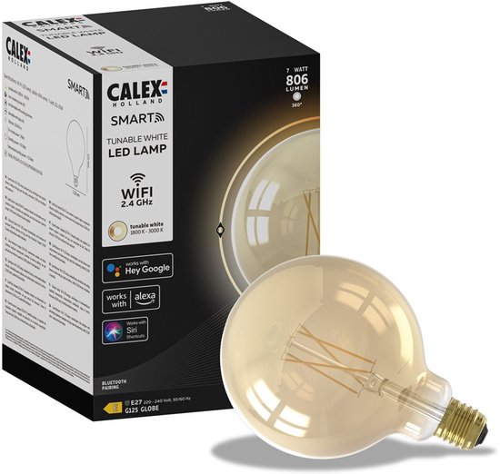 Calex Smart LED lamp, G25 globe, warm wit, E27 fitting, met verpakking.