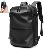 Caimco Traveler Vacuüm Rugzak met Compressiesysteem & Laptopvak – 22-48L – Uitbreidbare Waterdichte Reistas – Handbagage Backpack voor Reizen & Zaken – Inclusief Vacuümpomp – Zwart