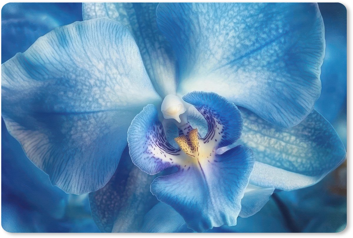 Muismat XXL 90x60 cm - Bureau onderlegger - Bureau mat Blauw - Orchidee - Elegeant - Bureaumat - Gaming mousepad xl - Bureaulegger groot - Computer deskmat