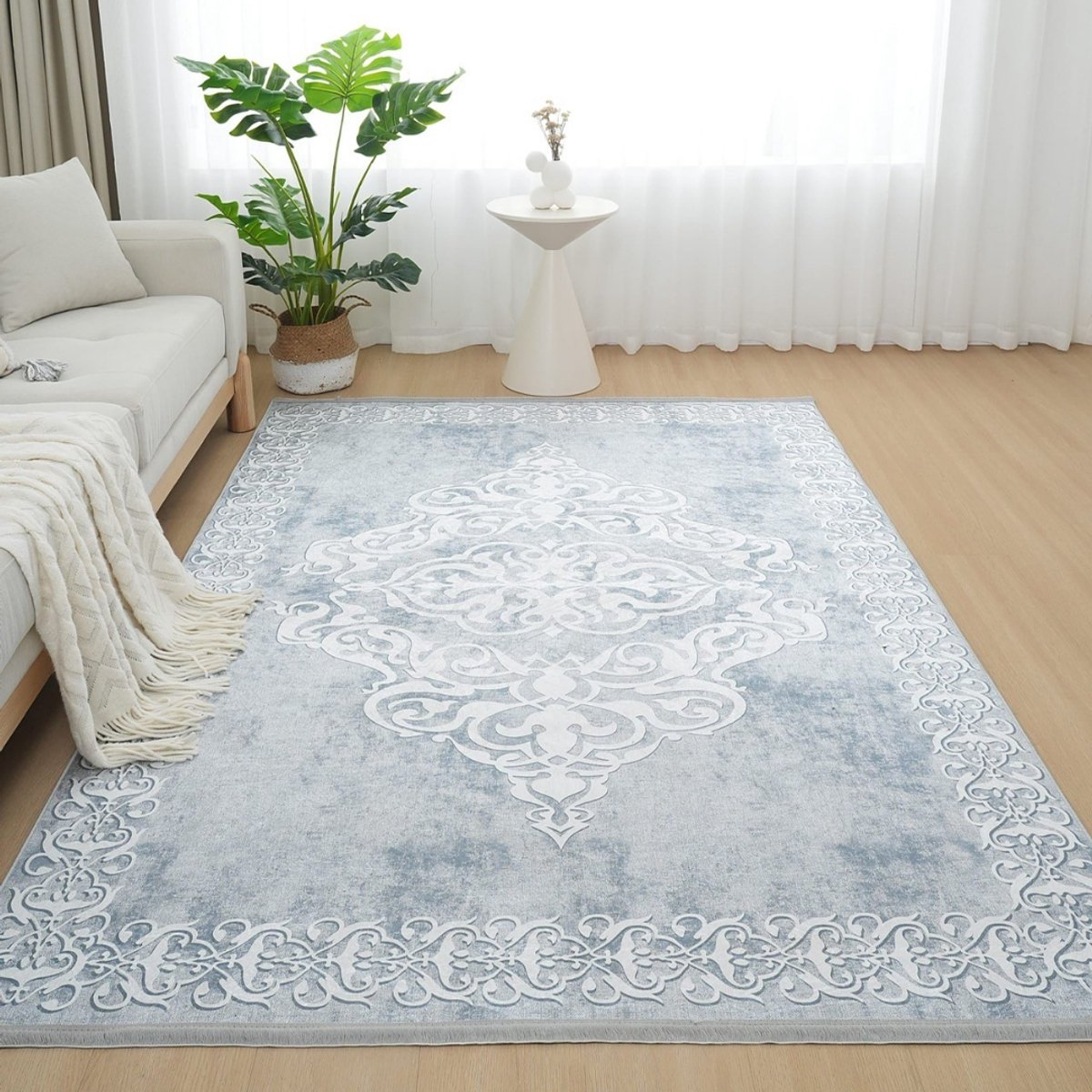 Wasbaar Tapijt 160x230 cm – Grijs – Antislip & Machinewasbaar op 30° – Modern Vloerkleed voor Woonkamer & Slaapkamer
