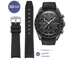 MoonSwatch - Omega - Swatch Mission on Earth - Rolex - SEIKO - Speedmaster - Rubberen horlogeband met perfecte pasvorm - 20mm - Zwart