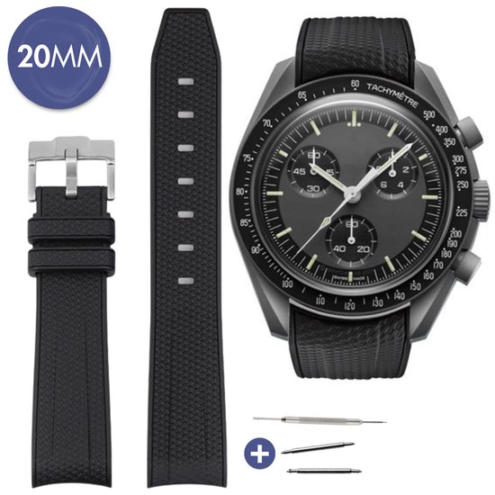 MoonSwatch Zwart - Bracelet de montre en caoutchouc avec un ajustement parfait