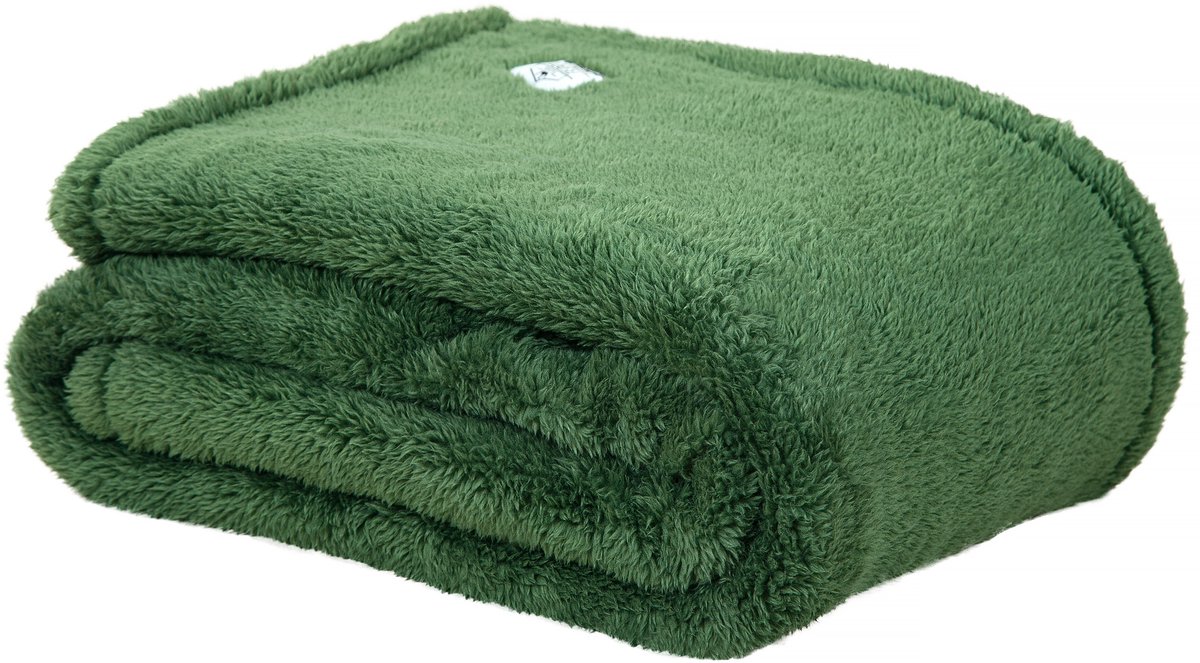 DoubleDry Teddy Fleece Deken - Ultrazacht - 130x170 cm - Groen