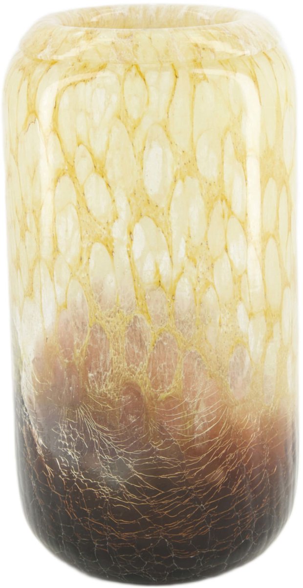 Vase glass 12x12x22cm twee kleuren, gebroken glas
