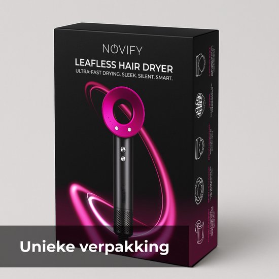 NOVIFY® Fohn - Fohnborstel - Haardroger met 5 opzetstukken - Fohn met Diffuser - 1500W - Antraciet - 2026